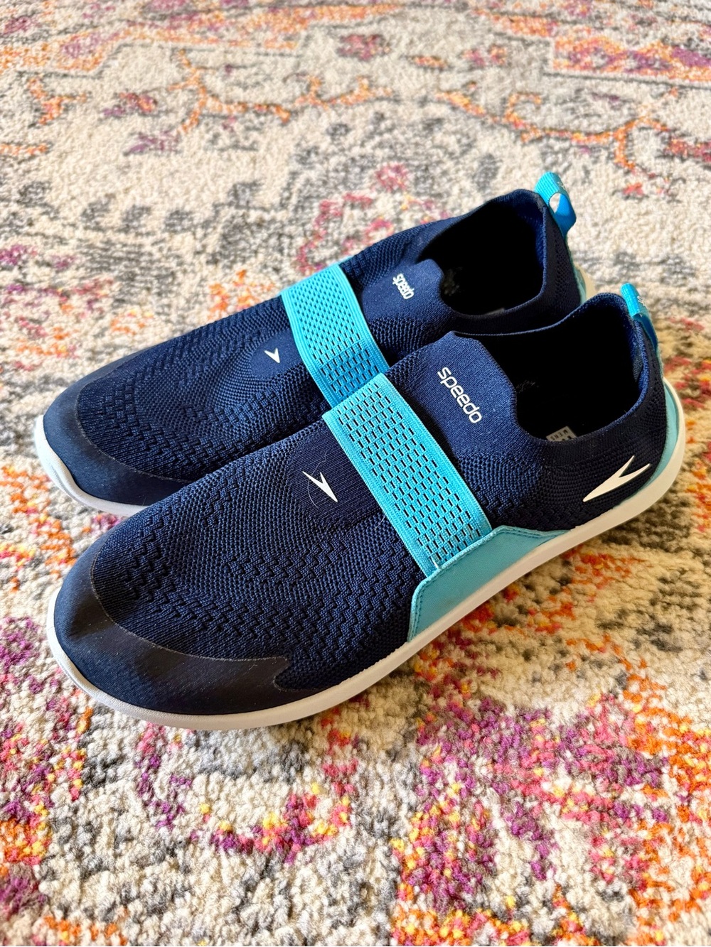 Speedo Men's Navy and Teal Slip-On Water Sneakers